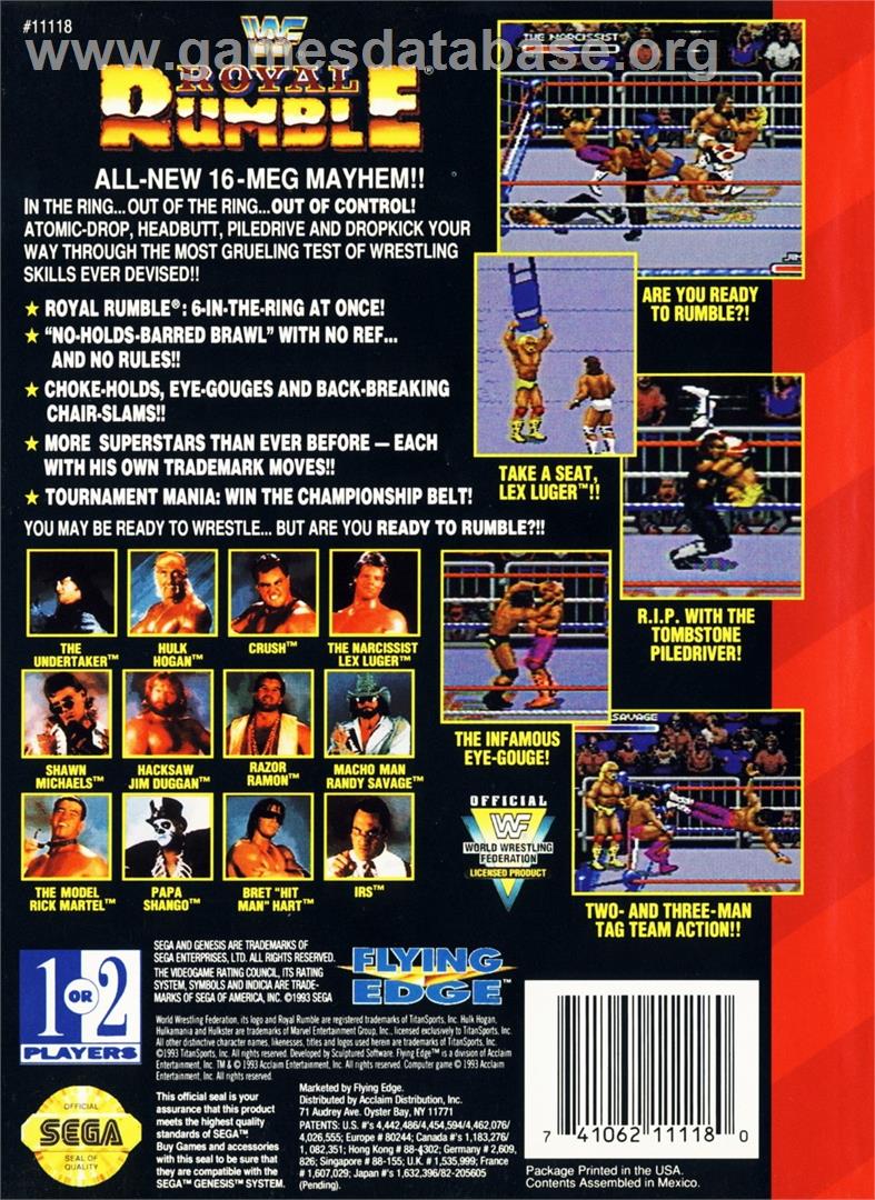 Wwf Royal Rumble - Sega Genesis - Artwork - Box Back