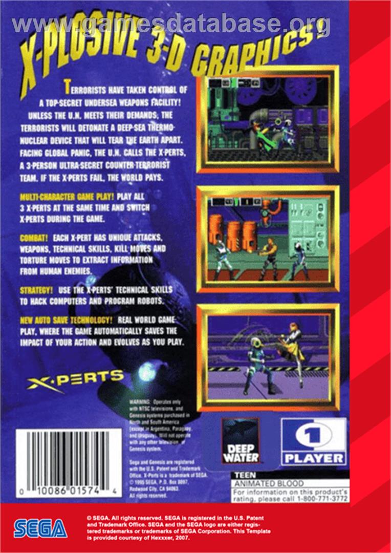 X-Perts - Sega Genesis - Artwork - Box Back