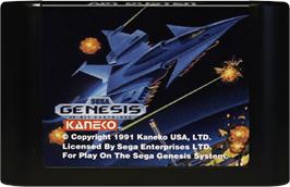 Cartridge artwork for Air Buster on the Sega Genesis.