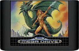 Cartridge artwork for Alisia Dragoon on the Sega Genesis.