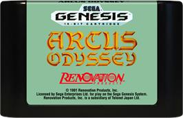Cartridge artwork for Arcus Odyssey on the Sega Genesis.