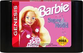 Cartridge artwork for Barbie Super Model on the Sega Genesis.