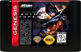 Cartridge artwork for Batman Forever on the Sega Genesis.