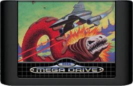 Cartridge artwork for Bio-Hazard Battle on the Sega Genesis.