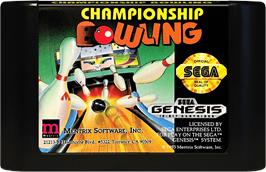 Cartridge artwork for Boogie Woogie Bowling on the Sega Genesis.