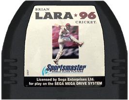 Cartridge artwork for Brian Lara Cricket 96 on the Sega Genesis.