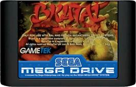 Cartridge artwork for Brutal: Paws of Fury on the Sega Genesis.
