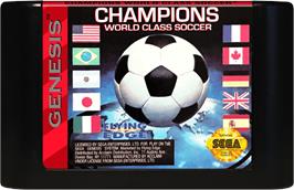 Cartridge artwork for Champions World Class Soccer on the Sega Genesis.