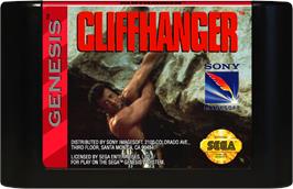 Cartridge artwork for Cliffhanger on the Sega Genesis.