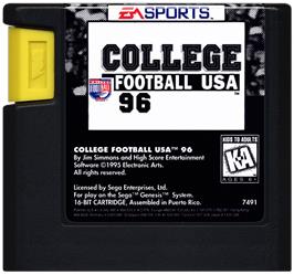 Cartridge artwork for College Football USA 96 on the Sega Genesis.