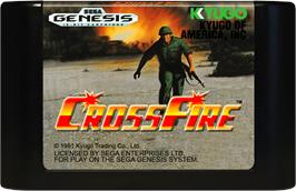 Cartridge artwork for CrossFire on the Sega Genesis.