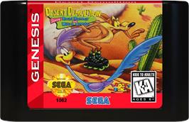Cartridge artwork for Desert Demolition Starring Road Runner and  Wile E. Coyote on the Sega Genesis.