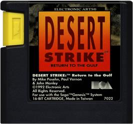 Cartridge artwork for Desert Strike - Return To The Gulf on the Sega Genesis.