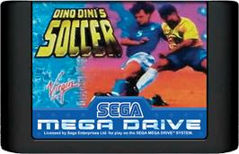 Cartridge artwork for Dino Dini's Soccer on the Sega Genesis.
