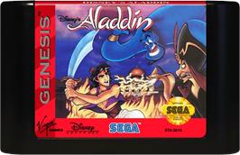 Cartridge artwork for Disney's Aladdin on the Sega Genesis.