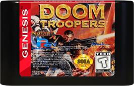 Cartridge artwork for Doom Troopers on the Sega Genesis.