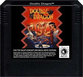 Cartridge artwork for Double Dragon on the Sega Genesis.