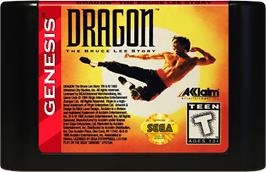 Cartridge artwork for Dragon - The Bruce Lee Story on the Sega Genesis.