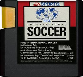 Cartridge artwork for FIFA International Soccer on the Sega Genesis.