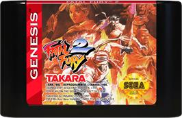 Cartridge artwork for Fatal Fury 2 on the Sega Genesis.