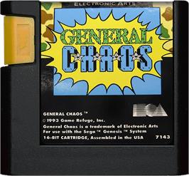 Cartridge artwork for General Chaos on the Sega Genesis.