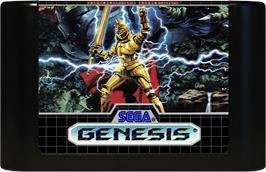 Cartridge artwork for Ghouls'n Ghosts on the Sega Genesis.