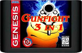 Cartridge artwork for Gunfight 3 In 1 on the Sega Genesis.