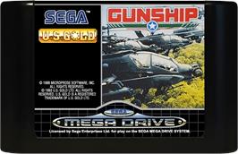 Cartridge artwork for Gunship on the Sega Genesis.
