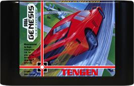 Cartridge artwork for Hard Drivin' on the Sega Genesis.