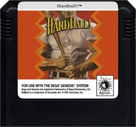 Cartridge artwork for Hardball! on the Sega Genesis.