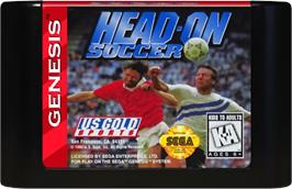 Cartridge artwork for Head-On Soccer on the Sega Genesis.