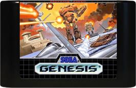 Cartridge artwork for Herzog Zwei on the Sega Genesis.