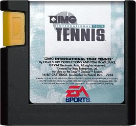 Cartridge artwork for IMG International Tour Tennis on the Sega Genesis.