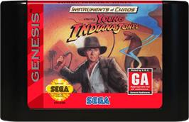 Cartridge artwork for Instruments Of Chaos Starring Young Indiana Jones on the Sega Genesis.