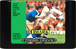 Cartridge artwork for International Rugby on the Sega Genesis.