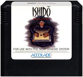 Cartridge artwork for Ishido: The Way of Stones on the Sega Genesis.