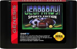 Cartridge artwork for Jeopardy! Sports Edition on the Sega Genesis.