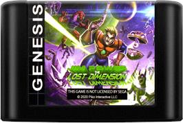 Cartridge artwork for Jim Power - The Lost Dimension in 3D on the Sega Genesis.