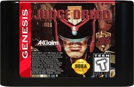 Cartridge artwork for Judge Dredd on the Sega Genesis.
