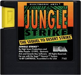 Cartridge artwork for Jungle Strike - The Sequel To Desert Strike on the Sega Genesis.