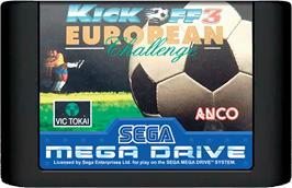 Cartridge artwork for Kick Off 3 on the Sega Genesis.