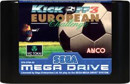 Cartridge artwork for Kick Off 3 - European Challenge on the Sega Genesis.