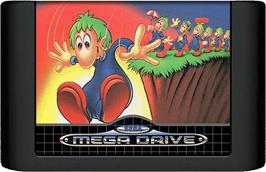 Cartridge artwork for Lemmings on the Sega Genesis.