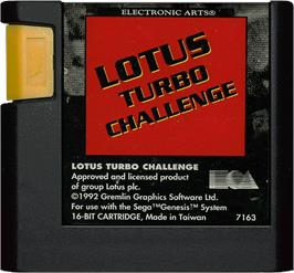 Cartridge artwork for Lotus Turbo Challenge on the Sega Genesis.