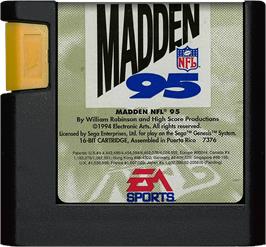 Cartridge artwork for Madden NFL '95 on the Sega Genesis.