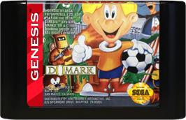 Cartridge artwork for Marko's Magic Football on the Sega Genesis.