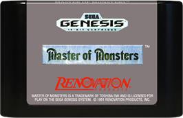 Cartridge artwork for Master Of Monsters on the Sega Genesis.