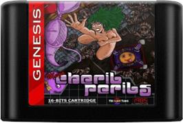 Cartridge artwork for Mega Cheril Perils on the Sega Genesis.