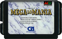Cartridge artwork for Mega lo Mania on the Sega Genesis.