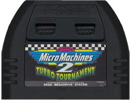 Cartridge artwork for Micro Machines 2: Turbo Tournament on the Sega Genesis.